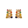 Navratna Polki Silver Bali Earrings