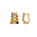 Navratna Polki Silver Bali Earrings