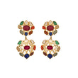 Navratna Polki Leaf Silver Earrings