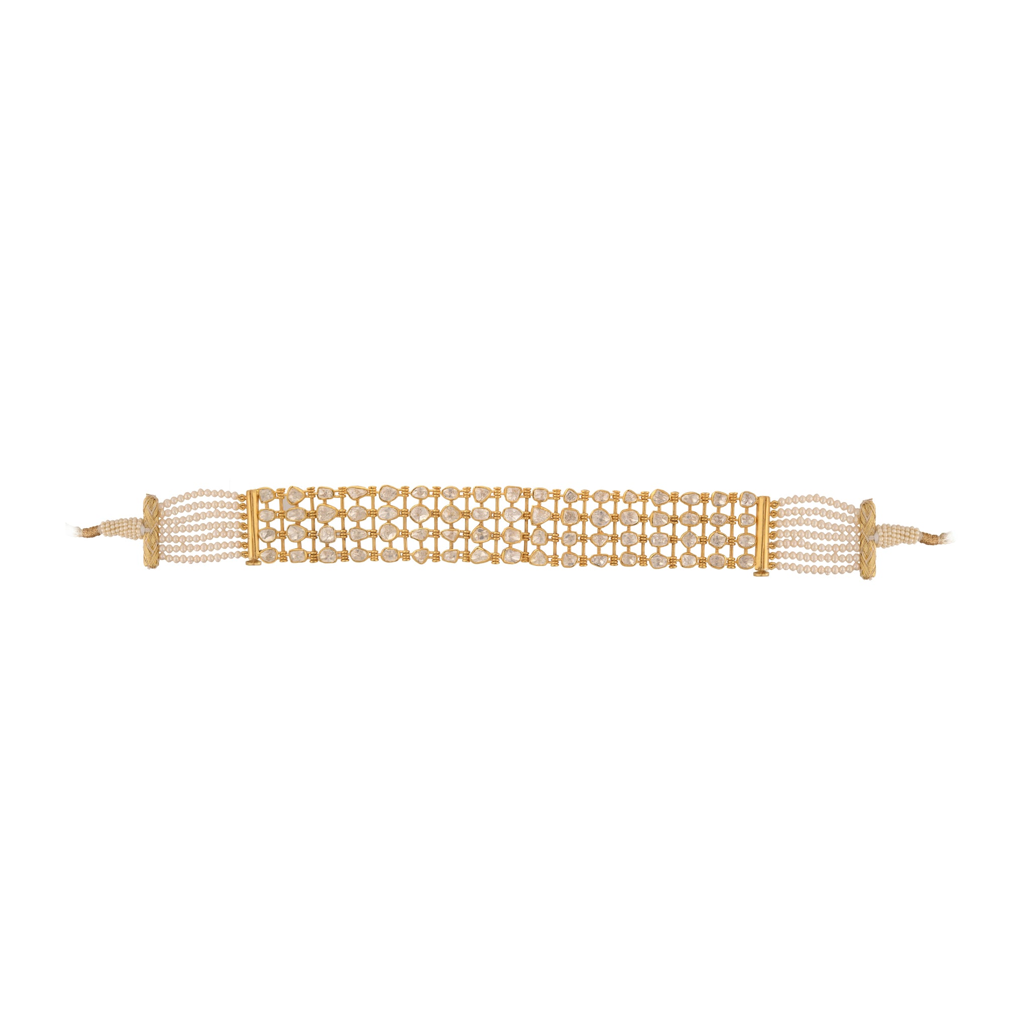 Aura Polki & Pearl Silver Convertible Choker-Bracelet