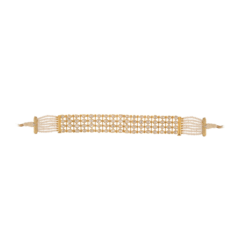 Aura Polki & Pearl Silver Convertible Choker-Bracelet