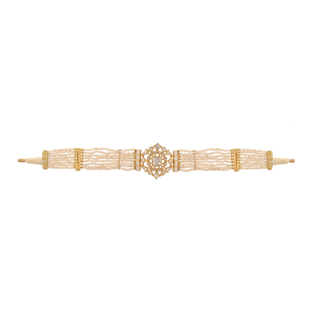 Noor Polki & Pearl Silver Convertible Choker-Bracelet