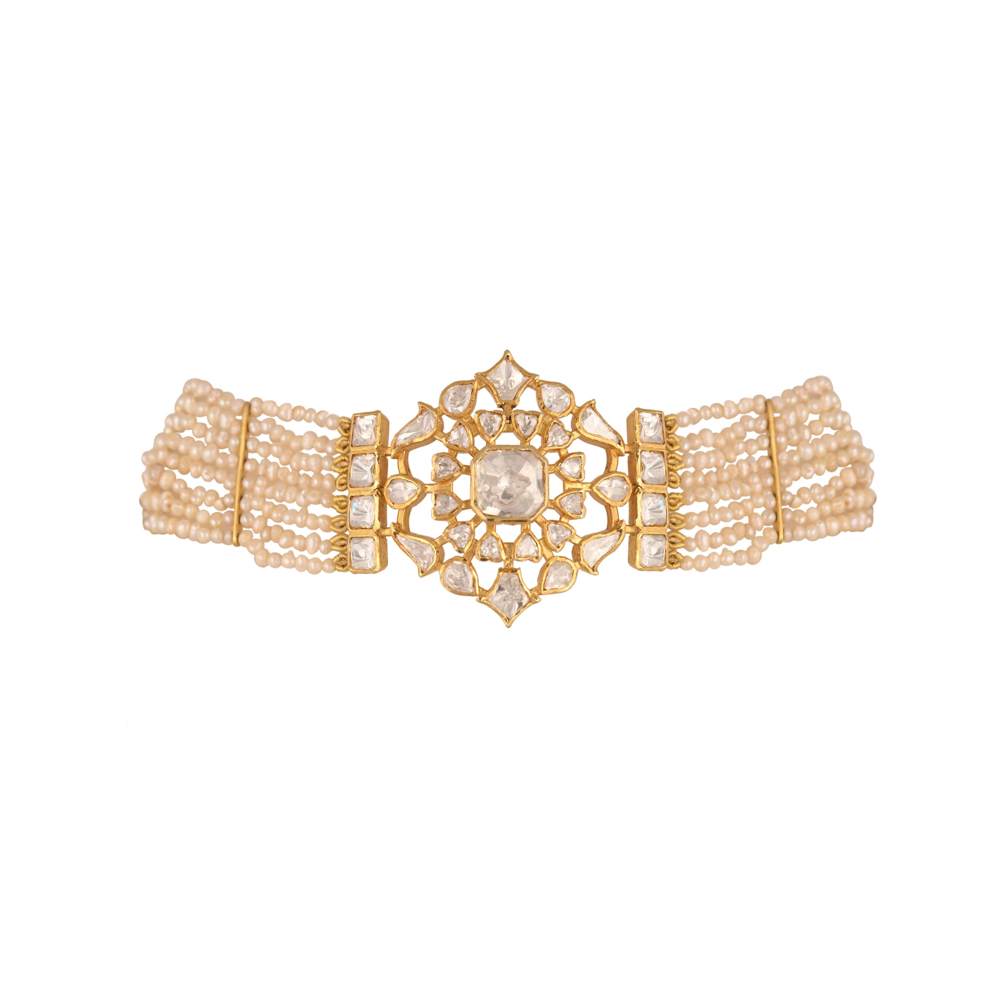 Noor Polki & Pearl Silver Convertible Choker-Bracelet