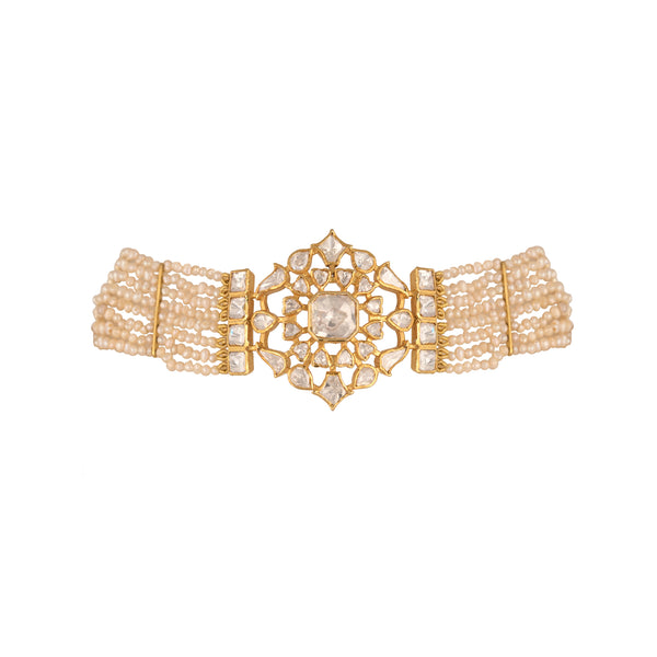 Noor Polki & Pearl Silver Convertible Choker-Bracelet