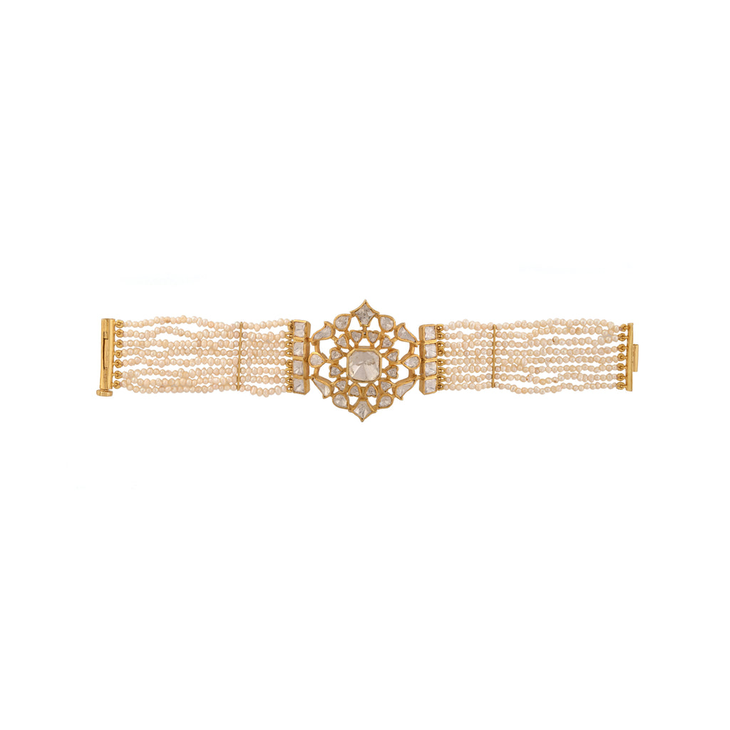 Noor Polki & Pearl Silver Convertible Choker-Bracelet