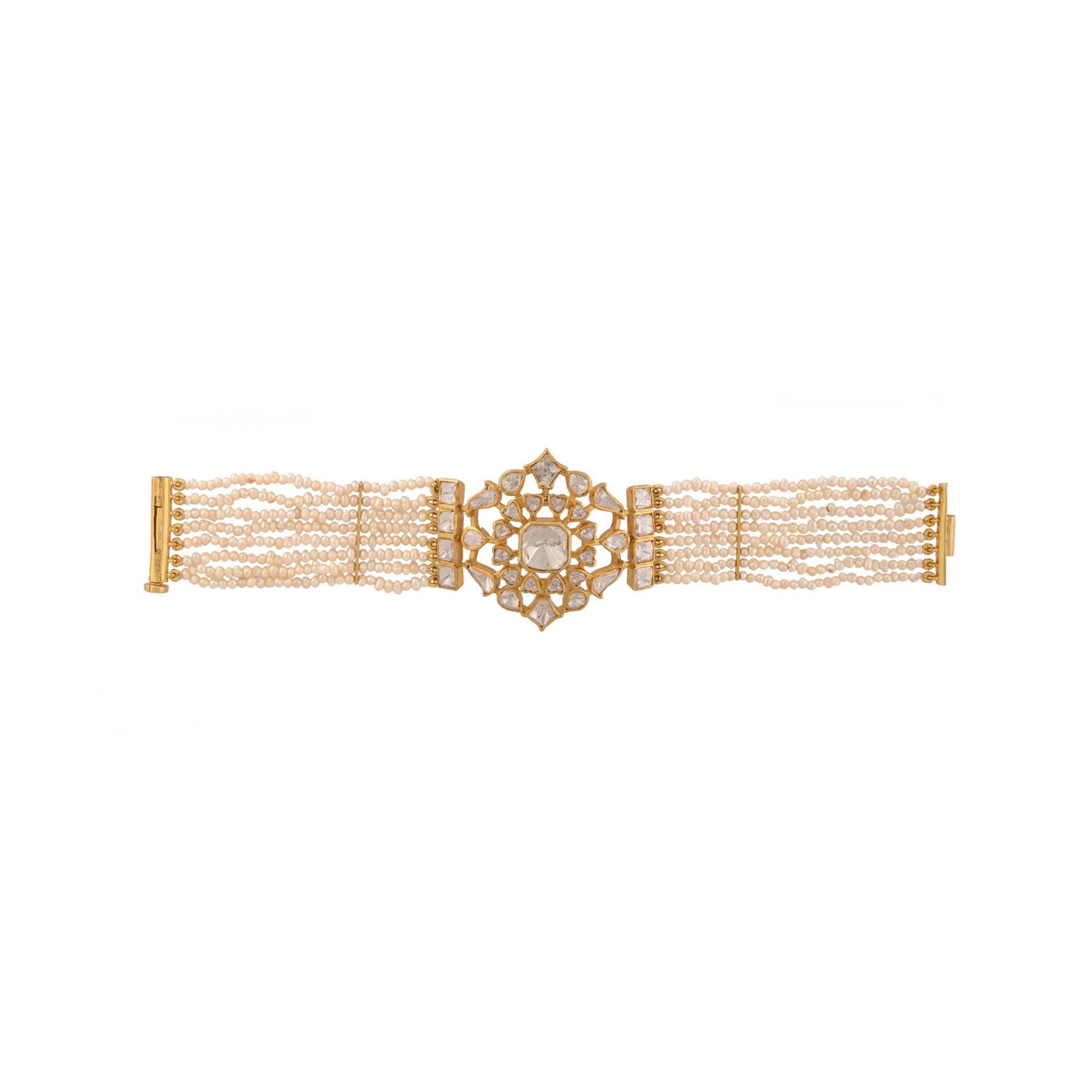 Noor Polki & Pearl Silver Convertible Choker-Bracelet
