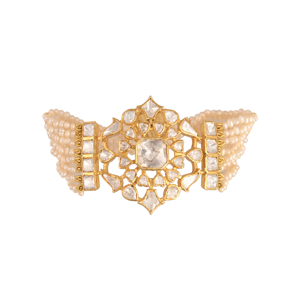 Noor Polki & Pearl Silver Convertible Choker-Bracelet