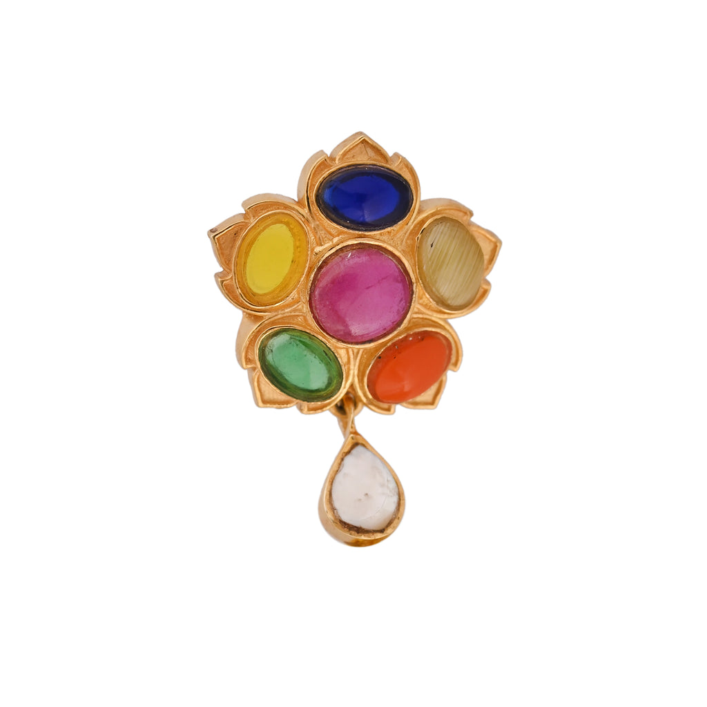 Floral Navratna Silver Rakhi