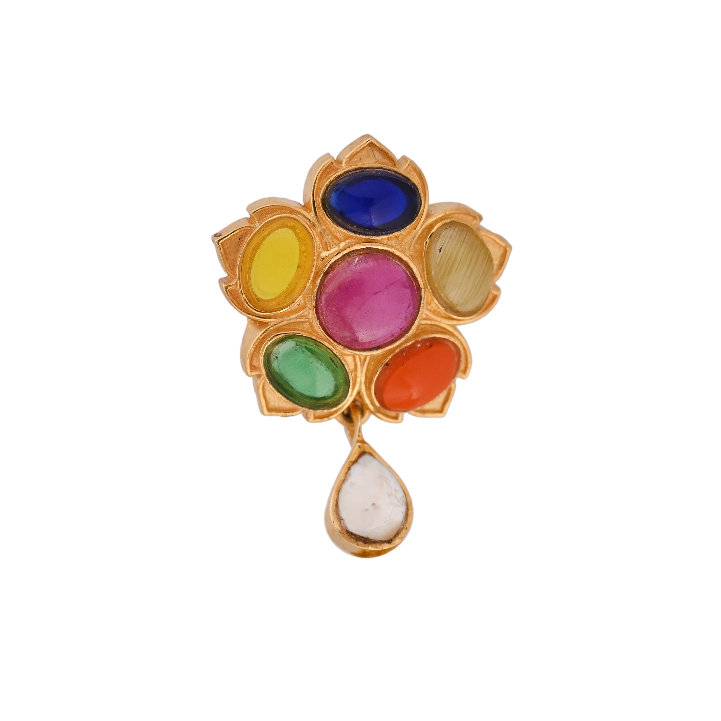 Floral Navratna Silver Rakhi
