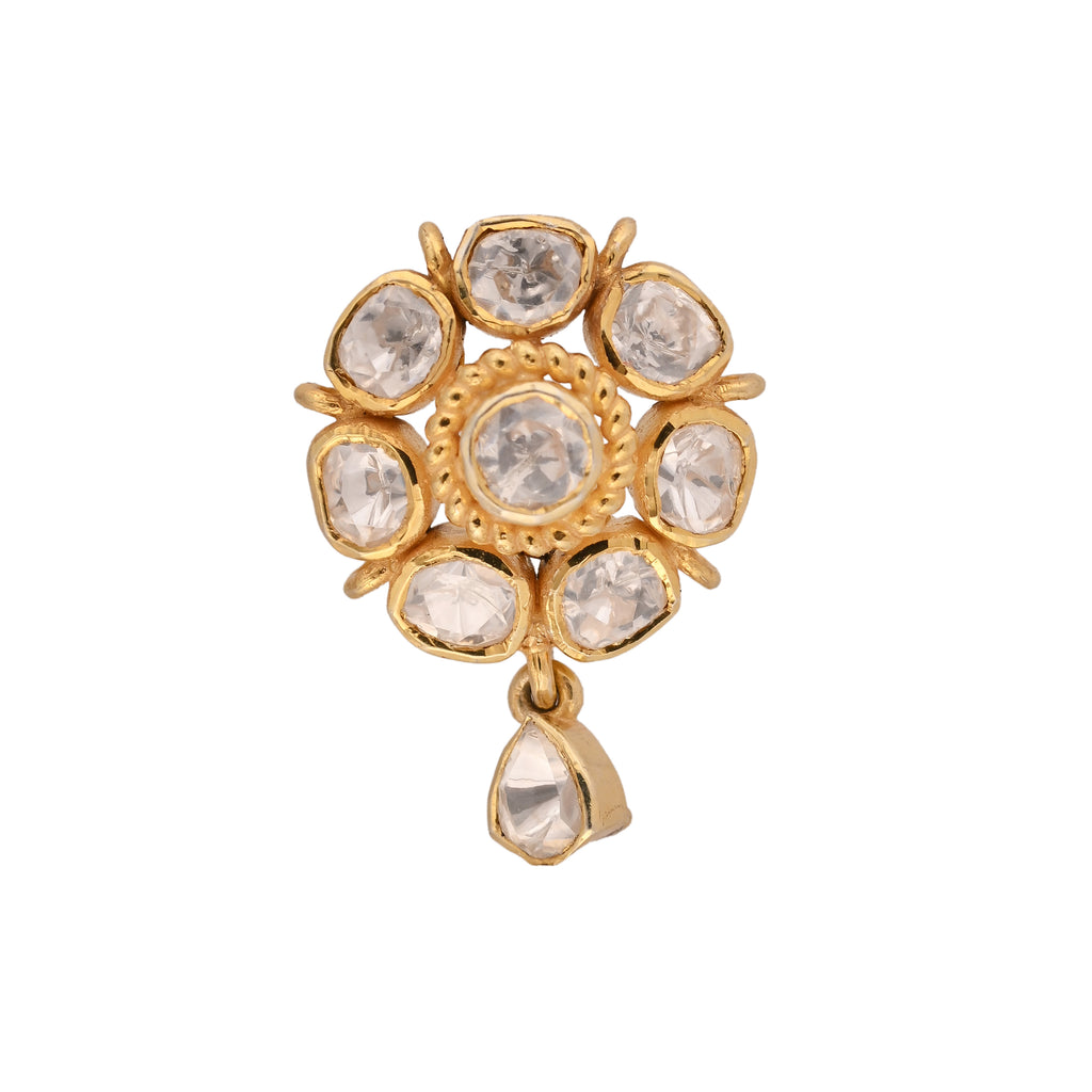 Floral Polki Silver Rakhi with Drop