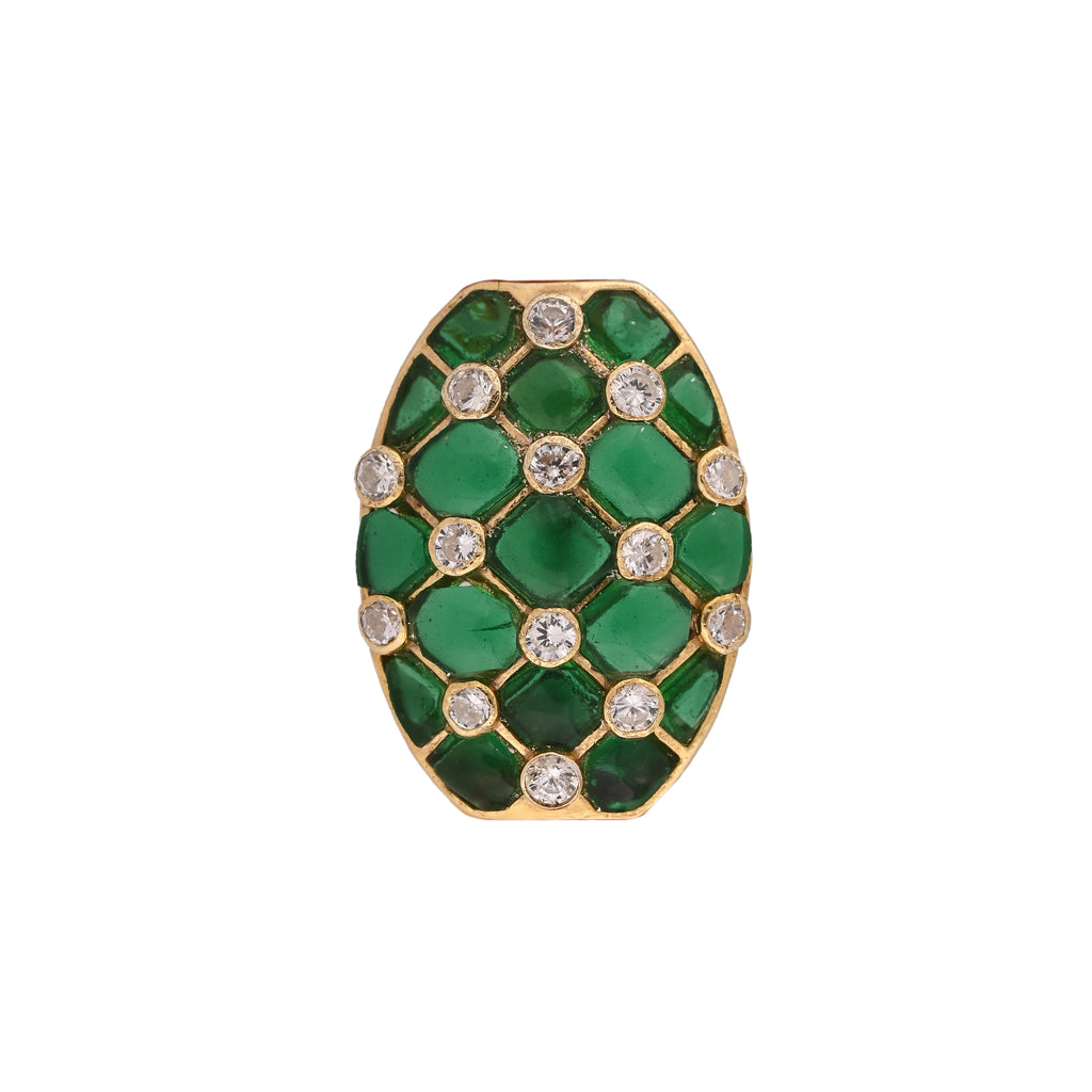 Oval Silver Emerald Rakhi