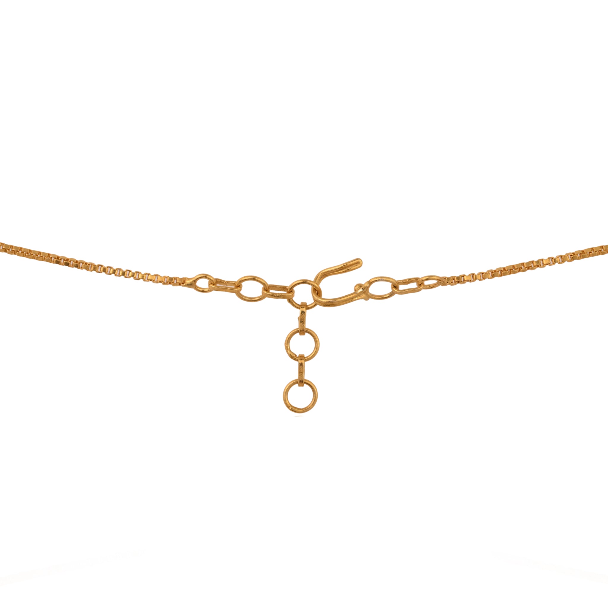 Gul Ruby & Polki Drop Silver Chain Necklace
