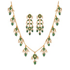 Gulnaar Emerald Bloom Silver Chain Necklace Set