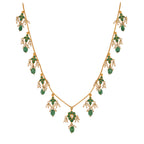 Gulnaar Emerald Bloom Silver Chain Necklace Set