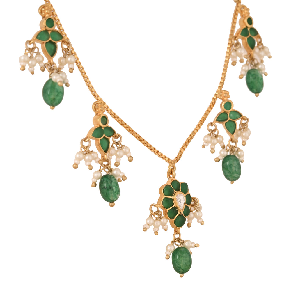 Gulnaar Turquoise Bloom Silver Chain Necklace