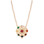 Navratna Polki Silver Necklace Set
