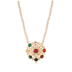 Navratna Polki Silver Necklace