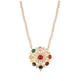 Navratna Polki Silver Necklace