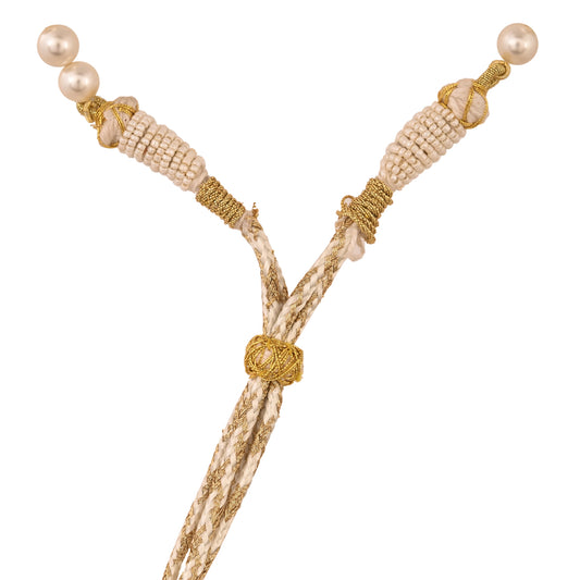 Navratna Polki Leaf Silver Necklace