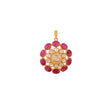 Gul Ruby & Polki Round Silver Pendant