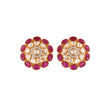 Gul Ruby & Polki Round Silver Earrings