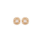 White Polki geometric Silver Stud Earrings