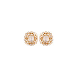 White Polki geometric Silver Stud Earrings