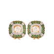 Emerald Square Polki Silver Stud Earrings