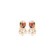 Navratna Oval Pearl Drop Earrings