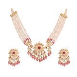 Tourmaline, Polki & Pearl Silver Choker Necklace Set