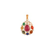 Navratna Leaf Drop Silver Pendant