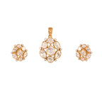 Noor Asymmetric Polki Silver Pendant Set