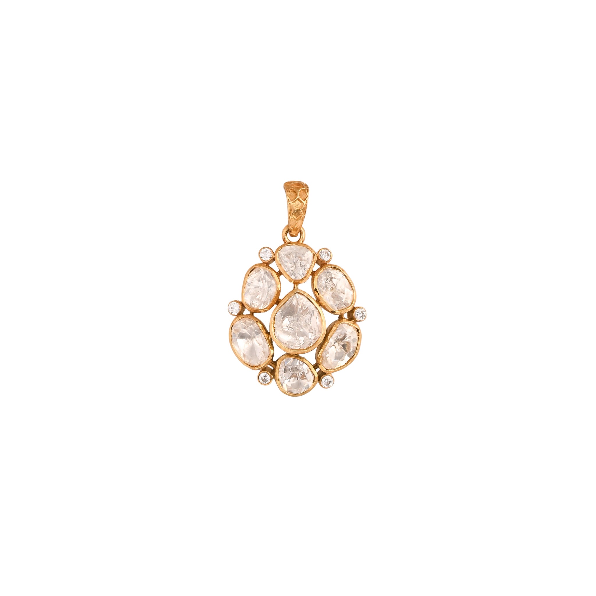 Noor Asymmetric Polki Silver Pendant