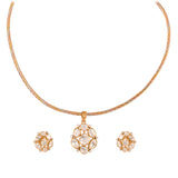 Noor Asymmetric Polki Silver Pendant Set