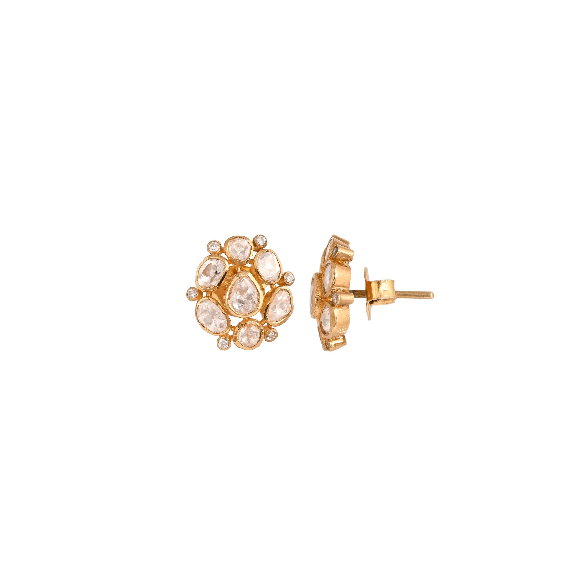 Noor Asymmetric Polki Silver Earrings