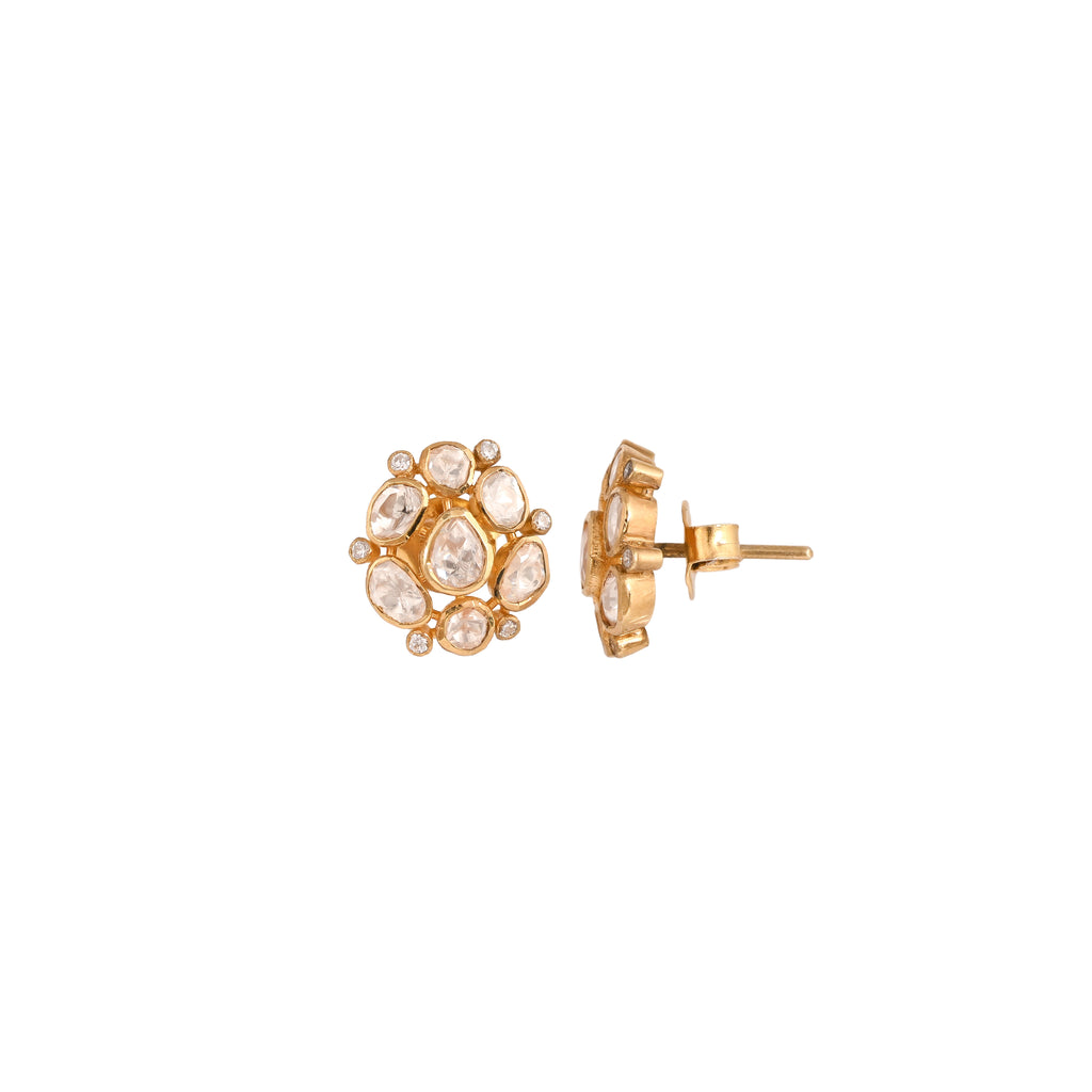 Noor Asymmetric Polki Silver Earrings