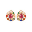 Navratna Leaf Drop Silver Earrings