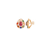 Navratna Leaf Drop Silver Earrings