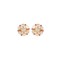 White Polki Floral Silver Stud Earrings