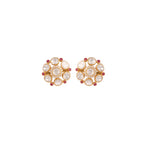 White Polki Floral Silver Stud Earrings