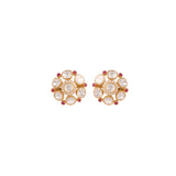 White Polki Floral Silver Stud Earrings
