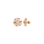White Polki Floral Silver Stud Earrings