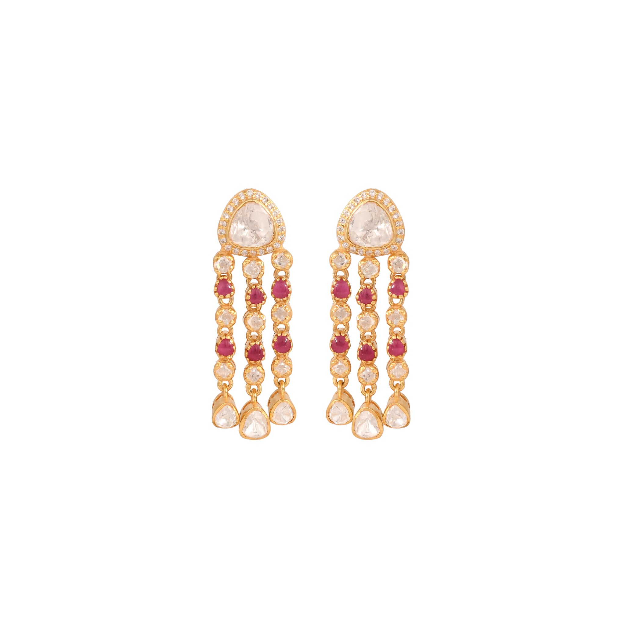 Polki & Ruby Waterfall Drop Earrings
