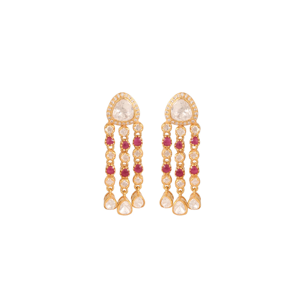 Polki & Ruby Waterfall Drop Earrings