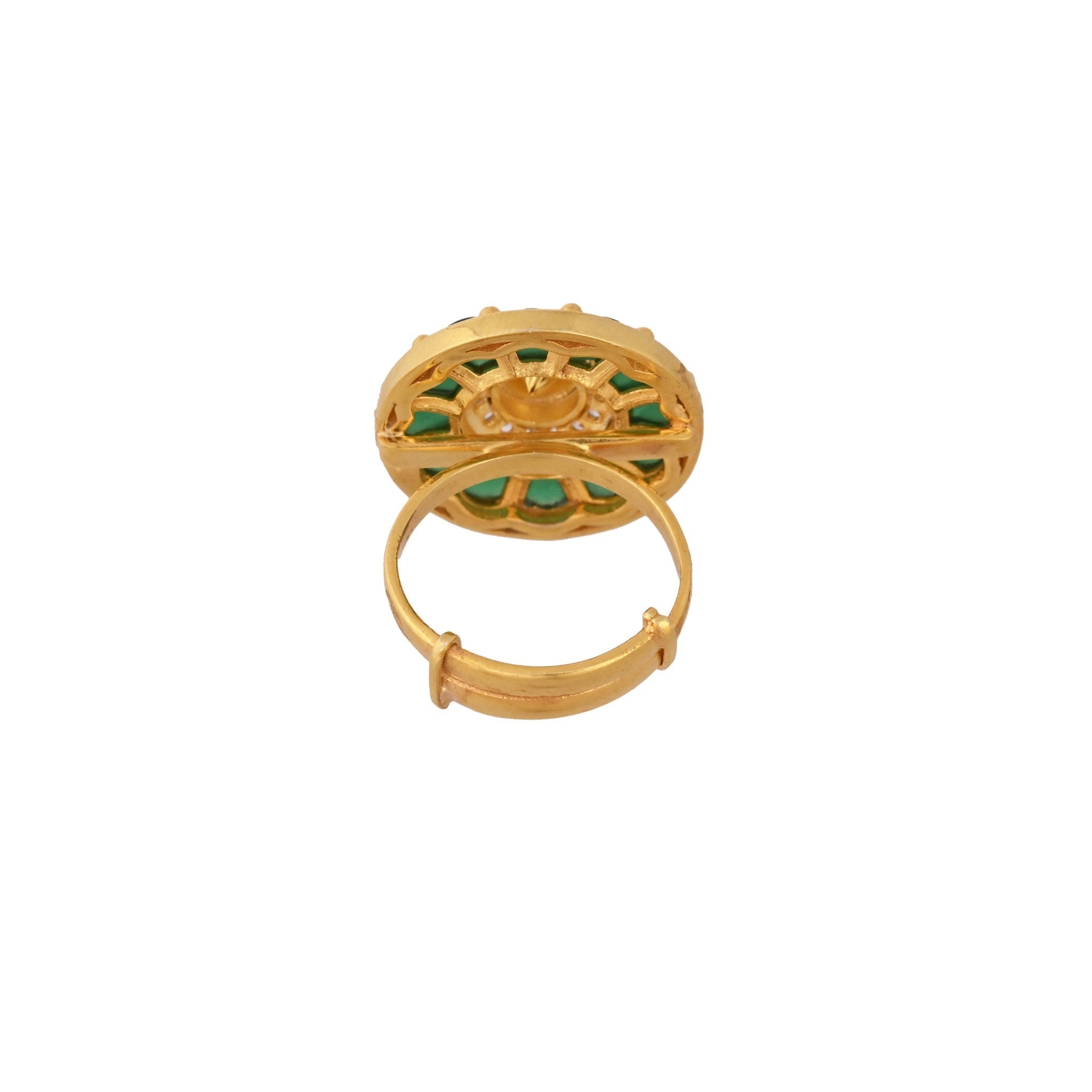 Green Flower Silver Ring