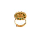 Green Flower Silver Ring