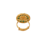 Green Flower Silver Ring