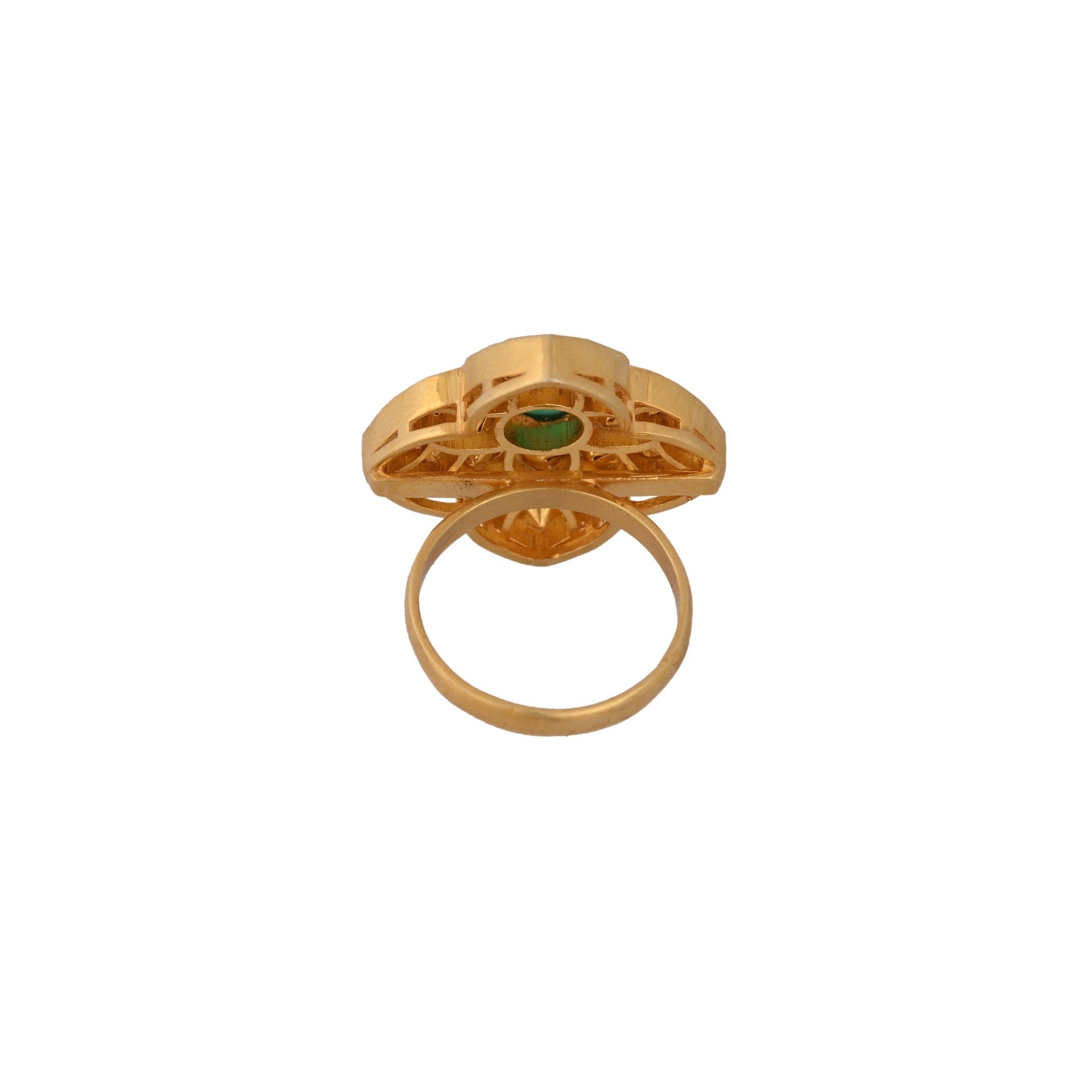 Floral Asymmetric Polki Silver Ring