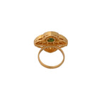 Floral Asymmetric Polki Silver Ring