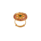 Floral Round Polki Silver Ring